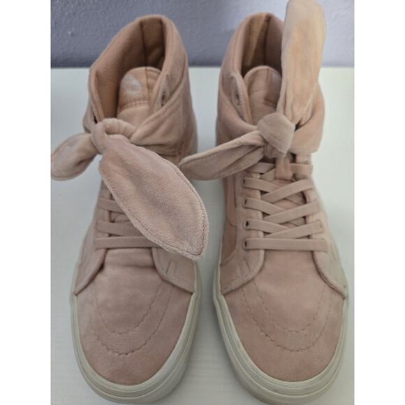 Vans Old Skool Pink Velvet Hi Top with Knotted Bow Men's 9.5 Women's 11 - Picture 5 of 12